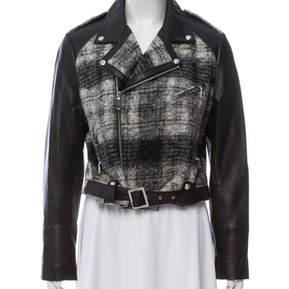 Rebecca Minkoff Jackets & Blazers - Rebecca Minkoff Moto Jacket leather plaid wool